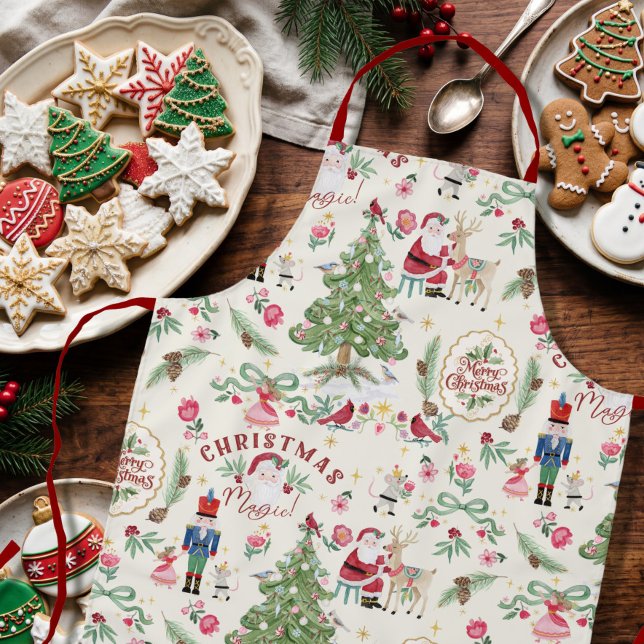 Tablier Magie de Noël à l'aquarelle Rétro Casse-Noisette (Créateur téléchargé)