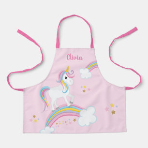Tablier Magique Arc-en-ciel Unicorne rose Personnalisé En