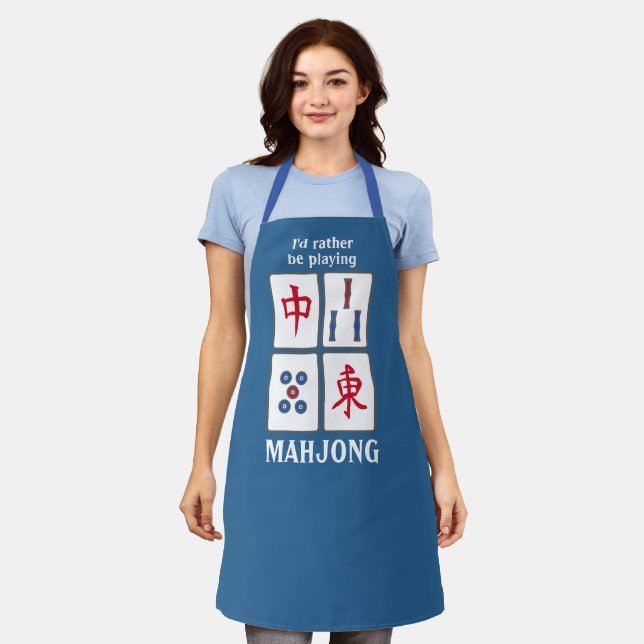 Tablier Mahjong Jeu Tiles Design Apron (Porté)