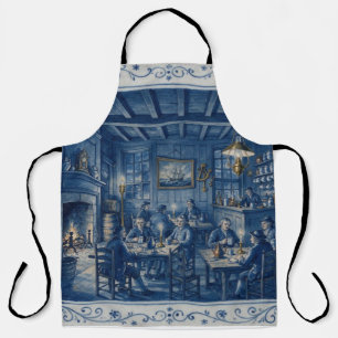 Tablier Maison de café de Boston MA 1700 en bleu de Delft