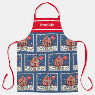 Tablier Maison de pain d'épices de Noël personnalisée
