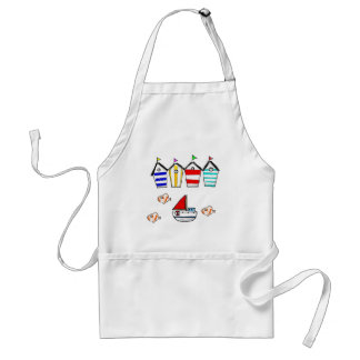 Tablier maison de plage amusante et bateau de mer