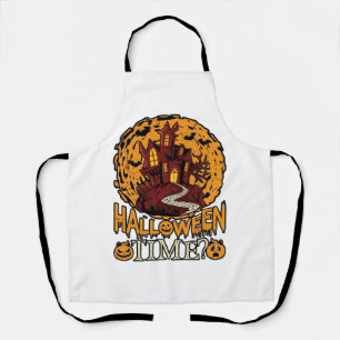Tablier Maison Hantée Halloween Pleine Lune Citrouilles