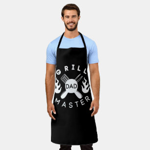 Tablier Maître du Grill Papa Écriture Noir et Blanc
