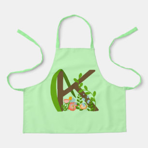 Tablier Majuscule K monogramme floral