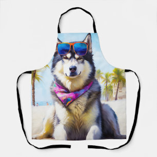Tablier Malamute d'Alaska sur la plage, cadeau d'été