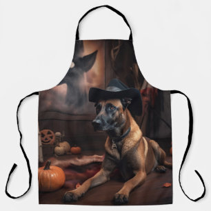 Tablier Malinois Belge Citrouilles Halloween Épouvantable