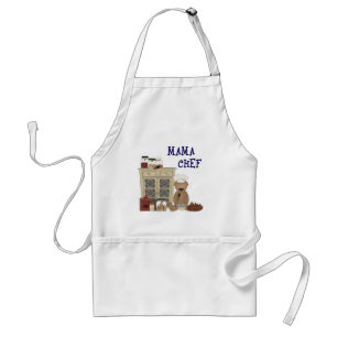 Tablier Mama Chef Teddy Bear dans la cuisine de campagne