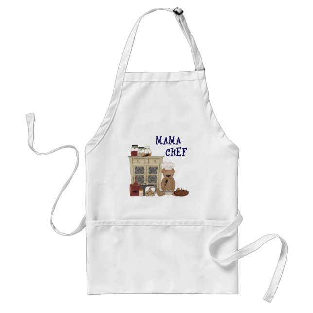 Tablier Mama Chef Teddy Bear dans la cuisine de campagne (Devant)