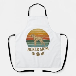 Tablier Maman Boxer Chien Rétro Coucher de Soleil Empreint