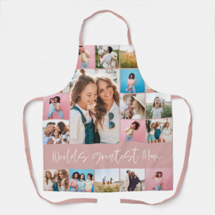 Tablier Maman photo collage typographie moderne simple ros