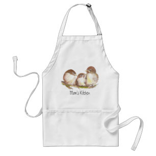 Tablier Maman's Kitchen, jolie famille d'oiseaux,