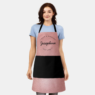 Tablier Maquillage de cheveux rose or typographie d'entrep
