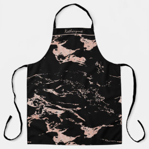 Tablier Marbre à huile noire et Rose chic
