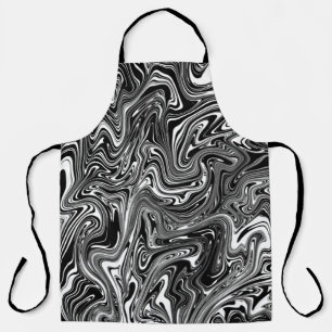 Tablier Marbre Abstrait noir et blanc liquide