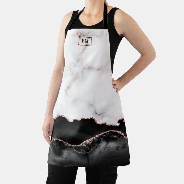 Tablier Marbre de luxe Agate noir Or Parties scintillant M (Insitu)
