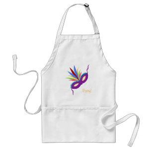 Tablier Mardi Gras Purple Masque & Plumes Fun Apron Fun