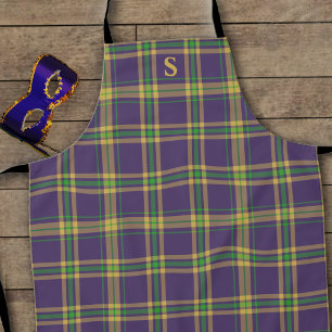 Tablier Mardi Gras Tartan Apron violet vert or