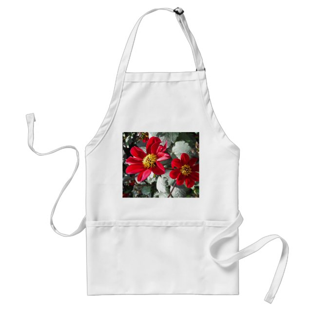 Tablier marguerite rose chaud rouge / marguerites fleurs (Devant)