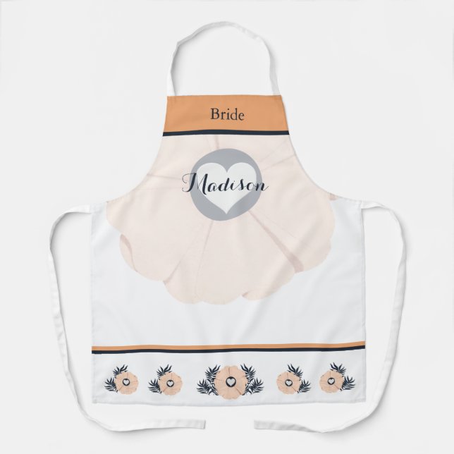 Tablier Mariage Apron de la mariée florale de la Pêche fém (Recto)