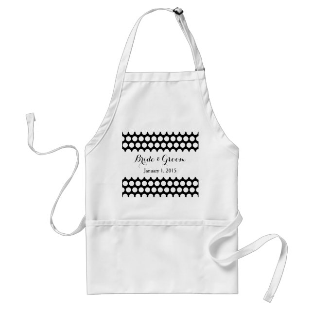 Tablier Mariage de points Polka noir et blanc (Devant)