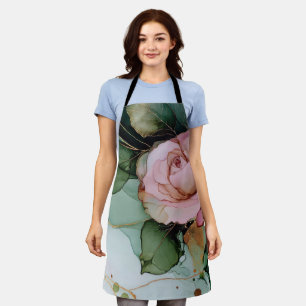 Tablier Mariage Romantique Fleur Rose Foncé