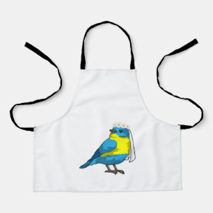 Tablier Mariée oiseau avec couronne de fleurs