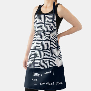 Tablier marine bleu CHEF Boîtes imbriquées Tribal Africa M