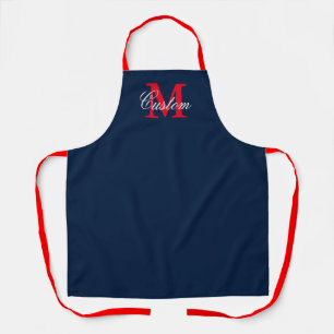 Tablier Marine bleu et rouge nom personnalisé monogramme c