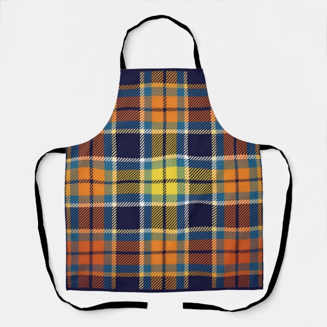 Tablier Marine bleu orange Plaid (Recto)