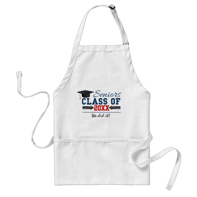 Tablier Marine Blue Red Typography Graduation Apron (Devant)