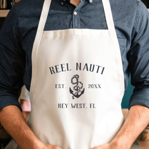 Tablier Marine Blue Rustic Ancre Nom du bateau personnalis