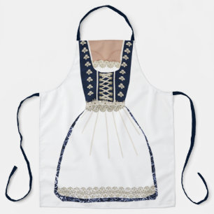 Tablier Marine et Ivory Lacy Allemand Dirndl Apron