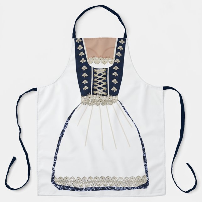 Tablier Marine et Ivory Lacy Allemand Dirndl Apron (Recto)