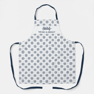 Tablier Marque moderne Elegant Blue Snowflakes Noël