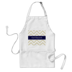 Tablier Marque Monogramme Bleu Marine Chevron Lg Beige