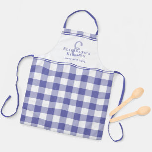 Tablier Marque-page Cuisine Pervenche à Carreaux Gingham