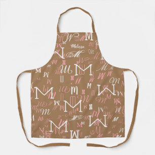 Tablier marron clair initial M (coutume) motif agréable