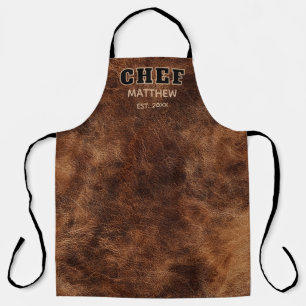 Tablier Marron Rustique Chef Cuisine Occidentale Typograph