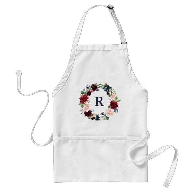 Tablier Marsala et cuisson florale chic minable de cuisine (Devant)
