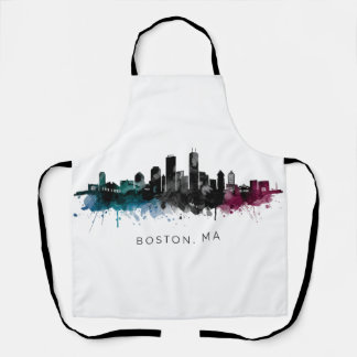 Tablier Massachusetts Art | Boston MA Skyline Aquarelle