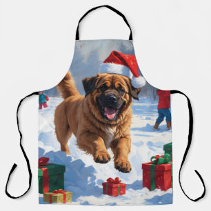 Tablier Mastiff Tibétain Courant dans la Neige avec un Cha