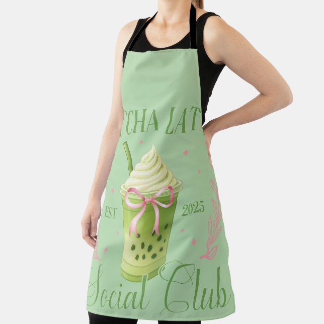 Tablier Matcha Latte Social Club Pink et Sage Green Apron (Insitu)