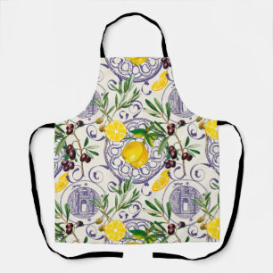 Tablier méditerranéen, style toscan, olives, motif    