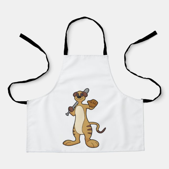 Tablier Meerkat comme joueur de baseball avec batte de bas (Recto)