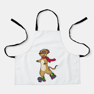 Tablier Meerkat comme patineur avec patins à rouleaux