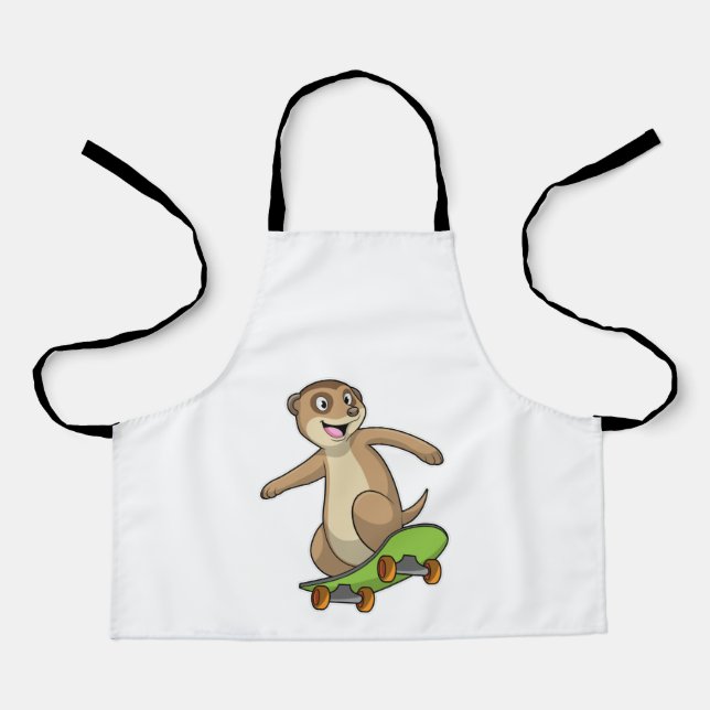 Tablier Meerkat comme Patineur avec Skateboard (Recto)