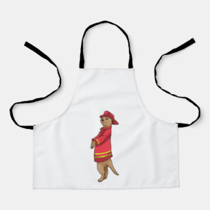 Tablier Meerkat en tant que pompier avec casque