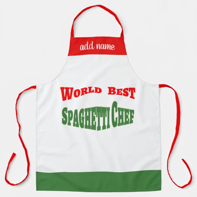 Tablier Meilleur chef de spaghetti du monde - rouge blanc  (Recto)