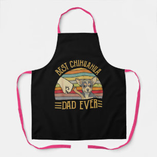 Tablier Meilleur Chihuahua Papa Jamais Retro Vintage Sunse